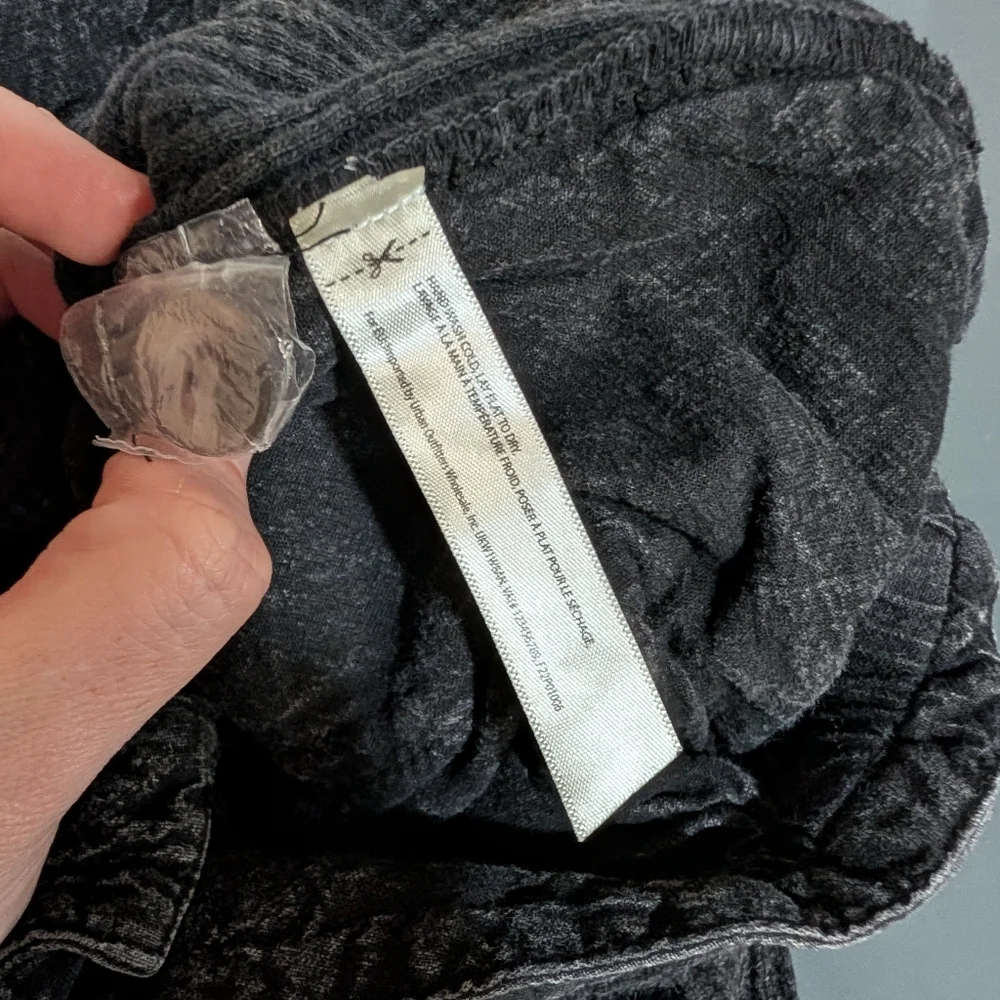 Free People ONE Frankie Thermal Cargo‎ Pants Black Waffle Knit Slouchy